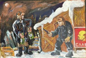 Сергей Монтелли
Грабёж
Б., м., смеш техн.
20х28,5 (с окантовкой 28х35)
90-ые гг.
Собственность Владимира Стецюка
