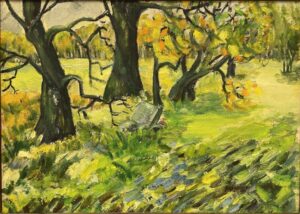 Сергей Монтелли
Нижний парк (3 дерева)
Фанера, м.
28х40
Вт.пол. 70-х гг.
Собственность Владимира Стецюка
