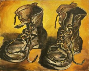 Сергей Монтелли
Ботинки
Х., м.
41х52
Перв.пол. 1980-х гг.
Собственность Ольги Руденко

