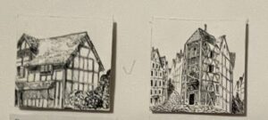 Фахверковое строительствоВеликобритания. Середина XVI в.
Стрэтфорд-он-Эйвон (Stratford-on-Avon).
Дом, где родился Шекспир.
2002; бумага, тушь, перо. 6х6
Клоппенбург. Германия. Жилые дома.
2002; бумага, тушь, перо. 6х6
