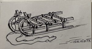 Сани для перевозки ручной клади
2001; бумага, тушь, перо. 4,5х9
