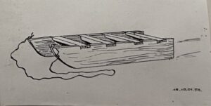 Ленинградские блокадные сани.
2001; бумага, тушь, перо. 4,5х9
